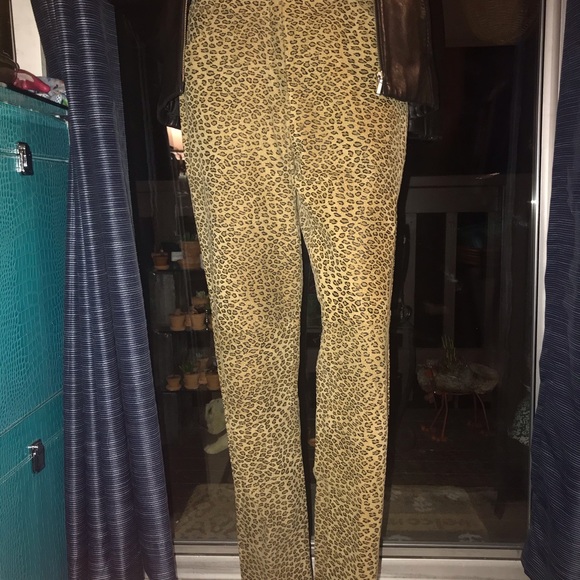 Ladies GENUINE SUEDE LEOPARD PRINT PANTS-8 - Picture 2 of 5